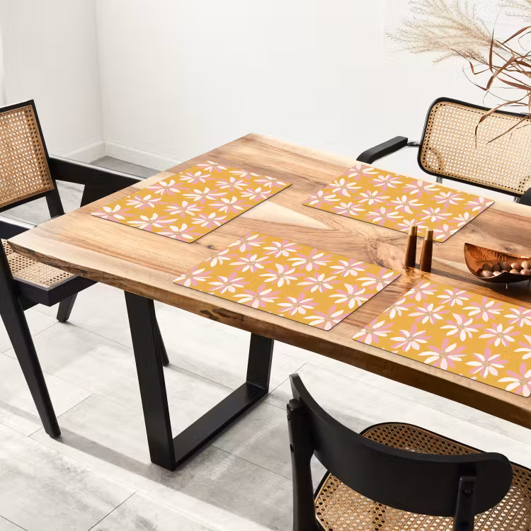 Placemat - 6 stuks - Bloemen - Modern - Geel — 5