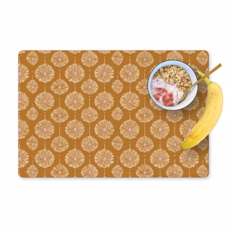 Placemat - 6 stuks - Bloemen - Modern - Oker — 1