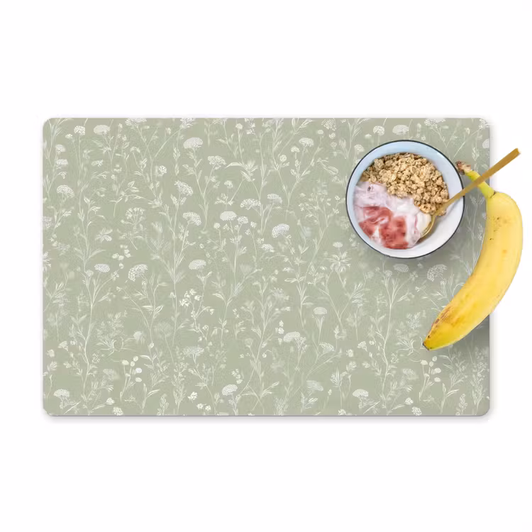 Placemat - 6 stuks - Bloemen - Patroon - Groen — 1