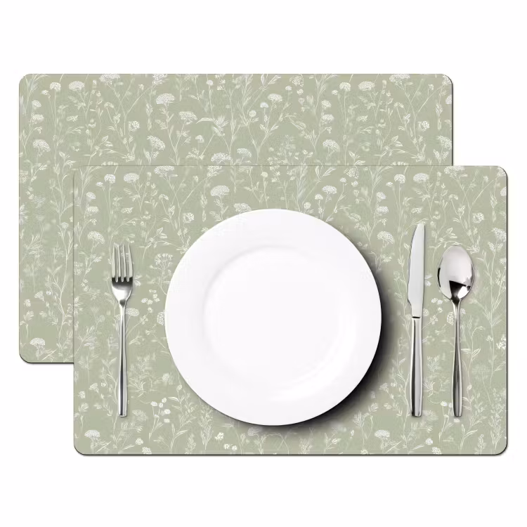 Placemat - 6 stuks - Bloemen - Patroon - Groen — 2