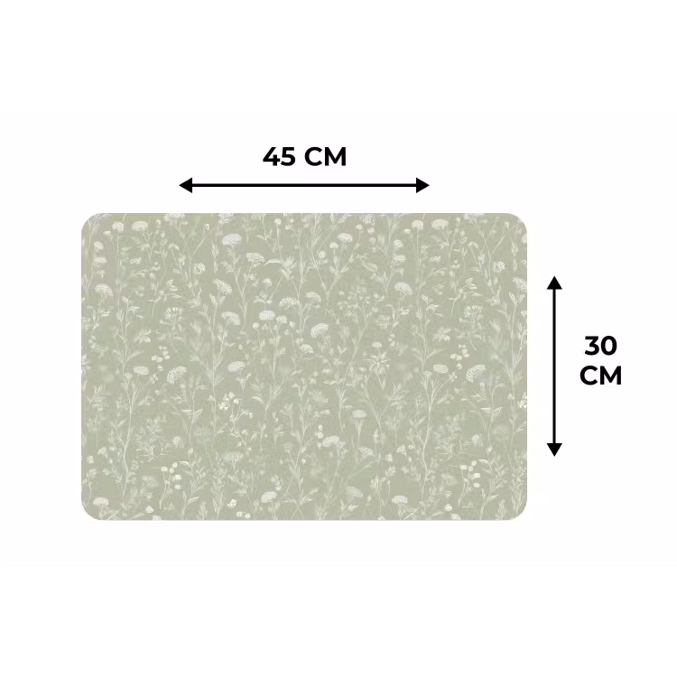 Placemat - 6 stuks - Bloemen - Patroon - Groen — 3