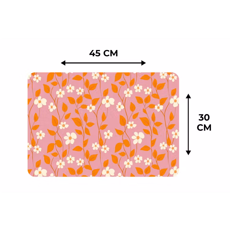 Placemat - 6 stuks - Bloemen - Patroon - Oranje — 3