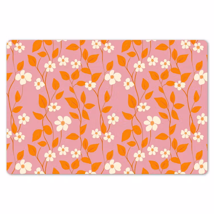 Placemat - 6 stuks - Bloemen - Patroon - Oranje — 7