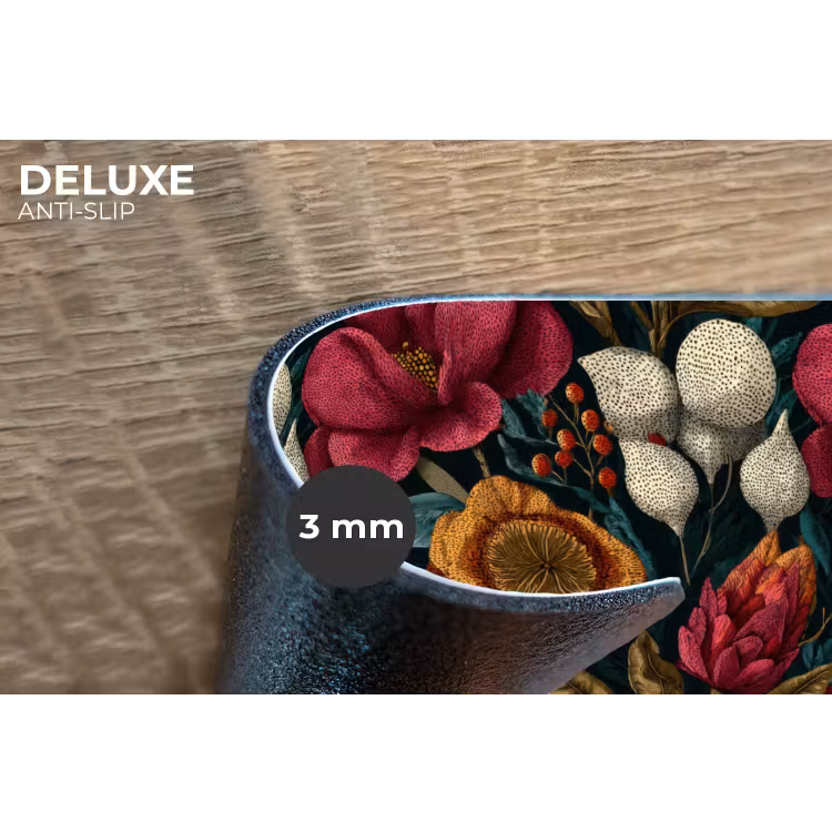 Placemat - 6 stuks - Bloemen - Patroon - Rood - Goud — 4