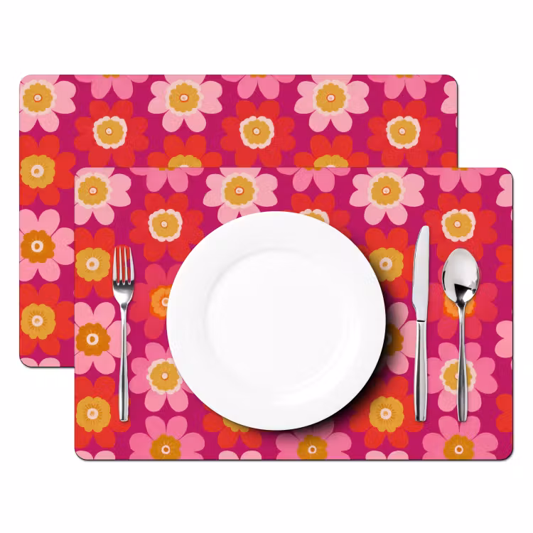 Placemat - 6 stuks - Bloemen - Retro - Kleurrijk — 2