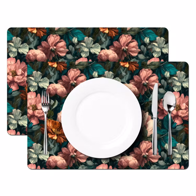 Placemat - 6 stuks - Bloemen - Schilderachtig - Patroon - Roze — 2