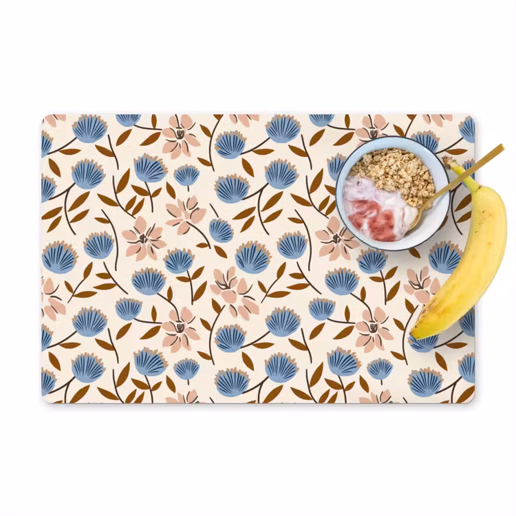 Placemat - 6 stuks - Bloemen - Wild - Blauw — 1