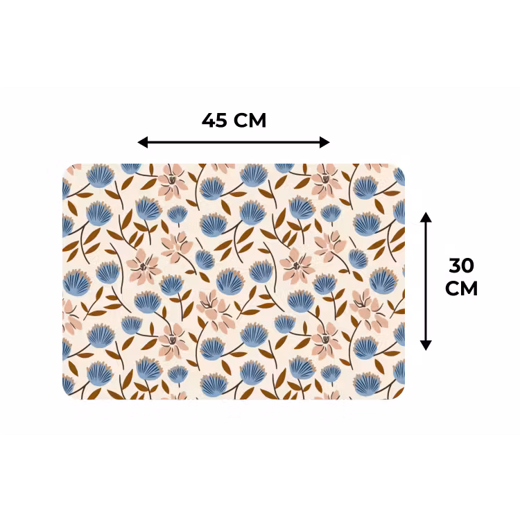 Placemat - 6 stuks - Bloemen - Wild - Blauw — 3