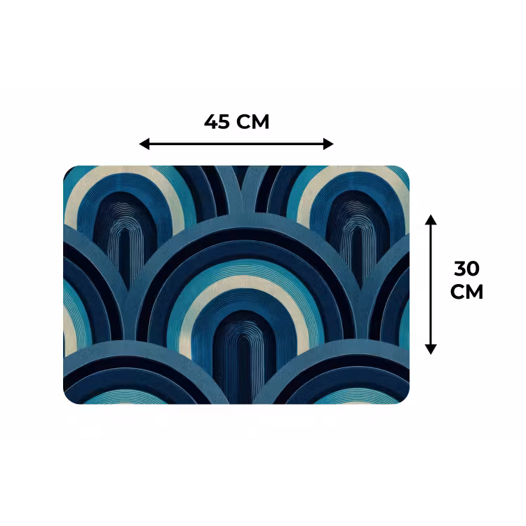Placemat - 6 stuks - Bogen - Geometrisch - Patroon - Blauw - Retro — 3