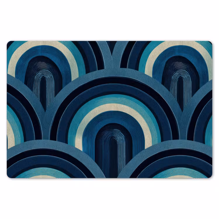 Placemat - 6 stuks - Bogen - Geometrisch - Patroon - Blauw - Retro — 7