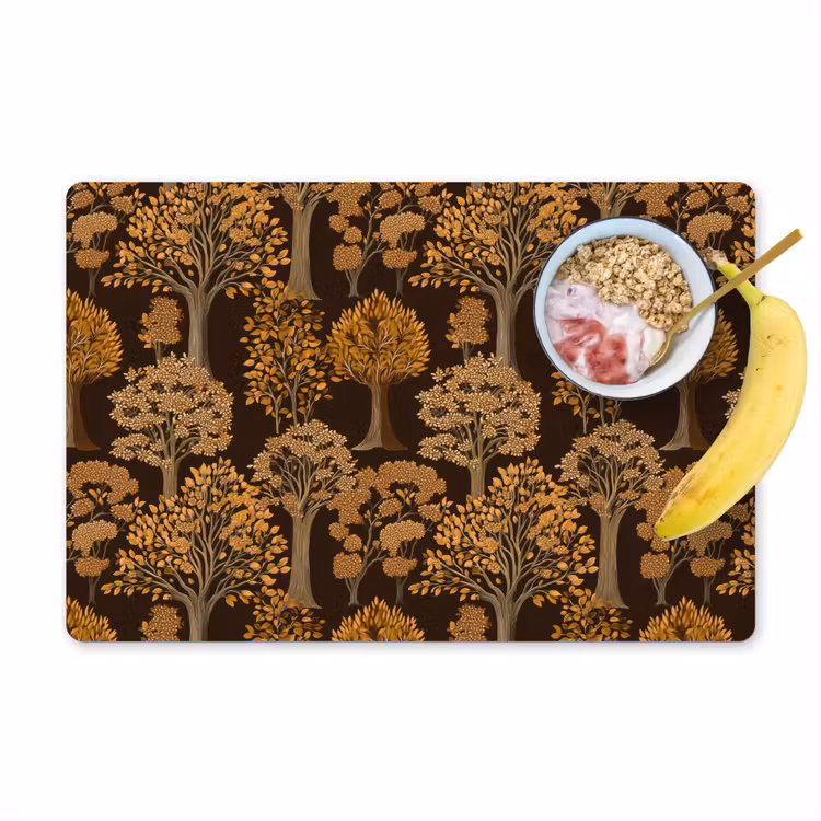 Placemat - 6 stuks - Bomen - Patroon - Bruin — 1