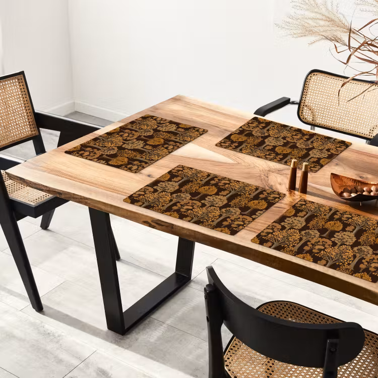 Placemat - 6 stuks - Bomen - Patroon - Bruin — 5