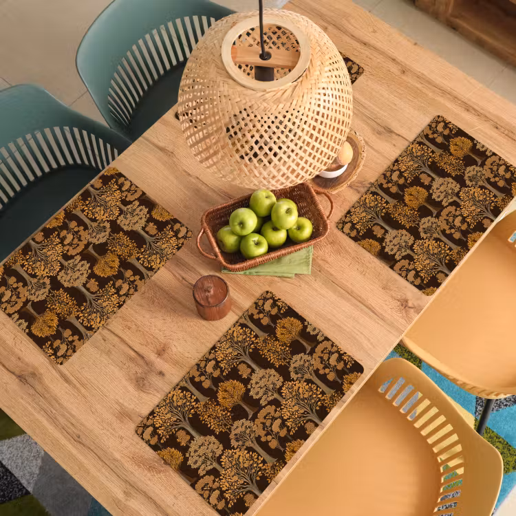 Placemat - 6 stuks - Bomen - Patroon - Bruin — 6
