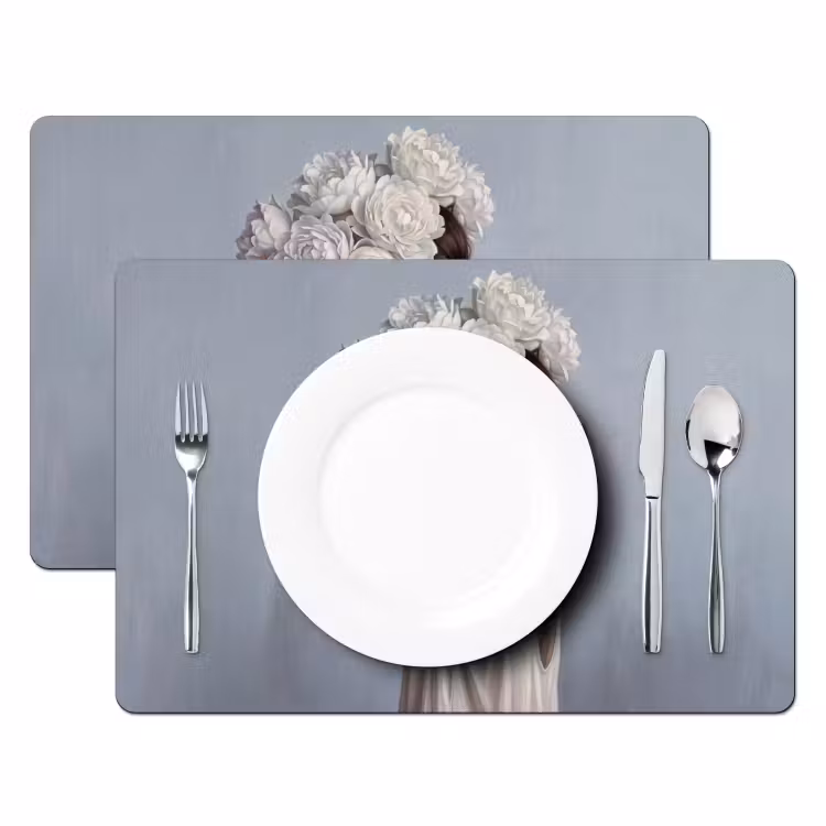Placemat - 6 stuks - Bloemen - Vrouw - Wit — 2