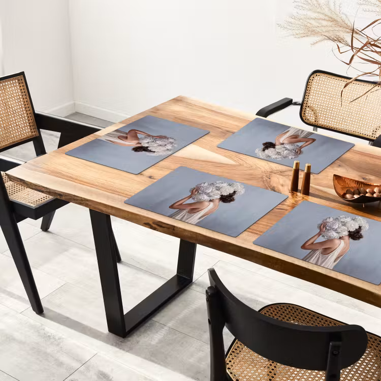 Placemat - 6 stuks - Bloemen - Vrouw - Wit — 5