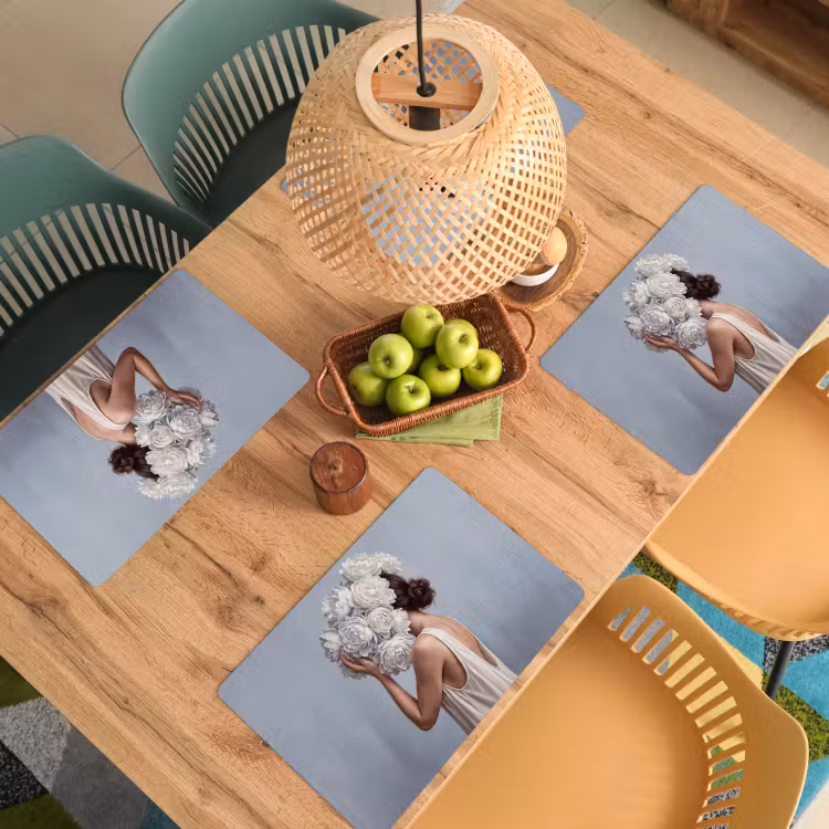 Placemat - 6 stuks - Bloemen - Vrouw - Wit — 6
