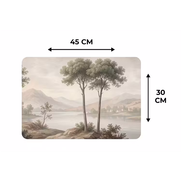 Placemat - 6 stuks - Bomen - Meer - Bergen - Illustratie — 3