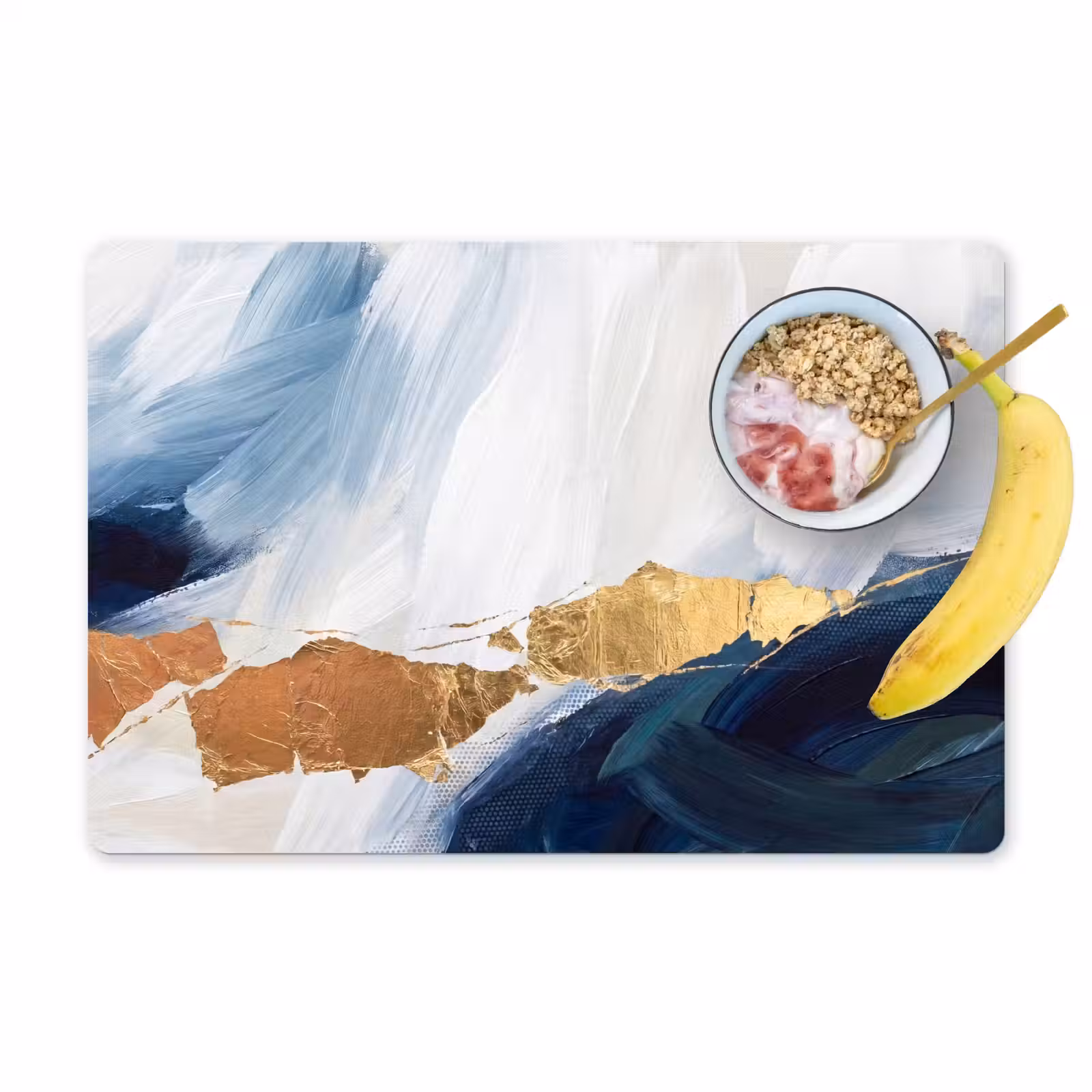 Placemat - 6 stuks - Abstract - Acryl - Blauw - Goud - Elegant — 1