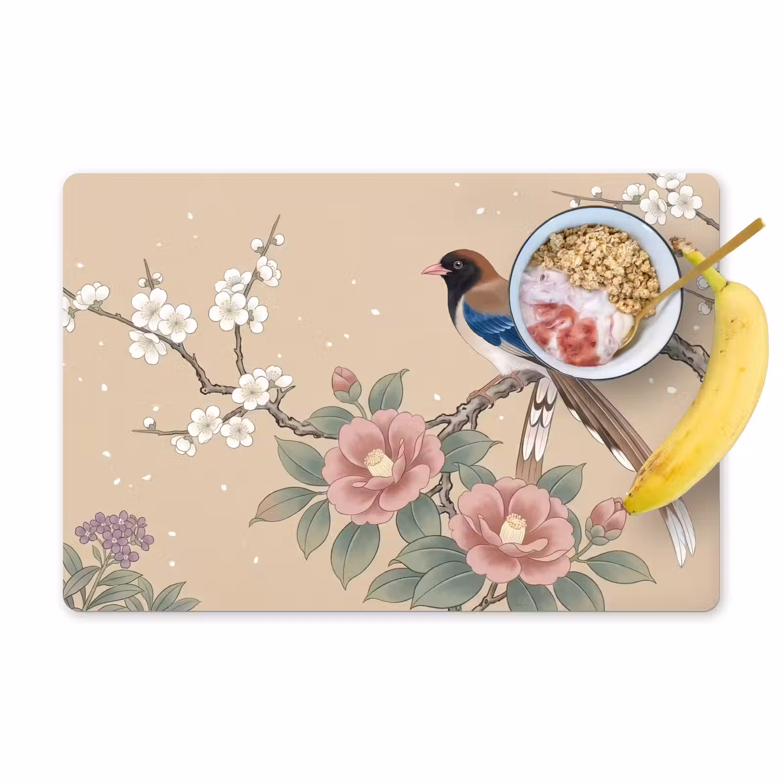 Placemat - 6 stuks - Bloemen - Vogels - Bloemen — 1
