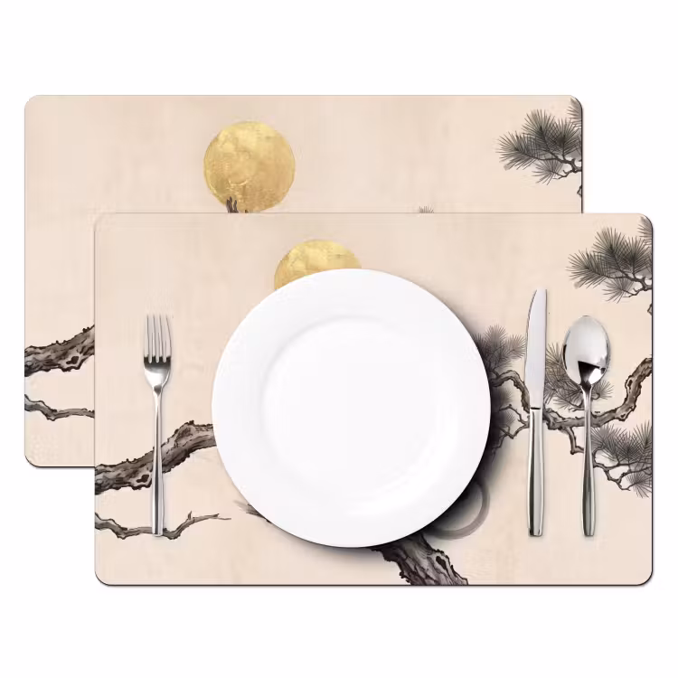 Placemat - 6 stuks - Aap - Maan - Goud — 2