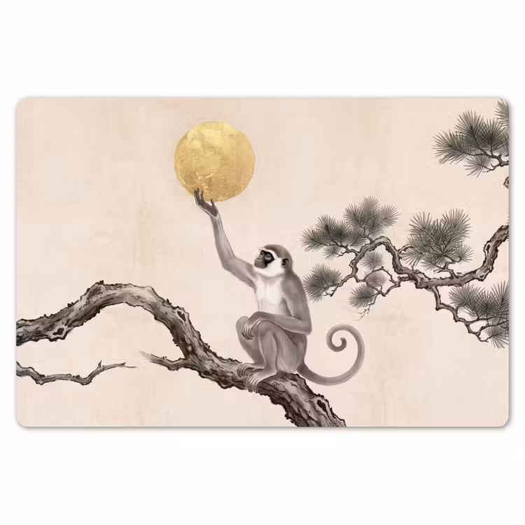 Placemat - 6 stuks - Aap - Maan - Goud — 7