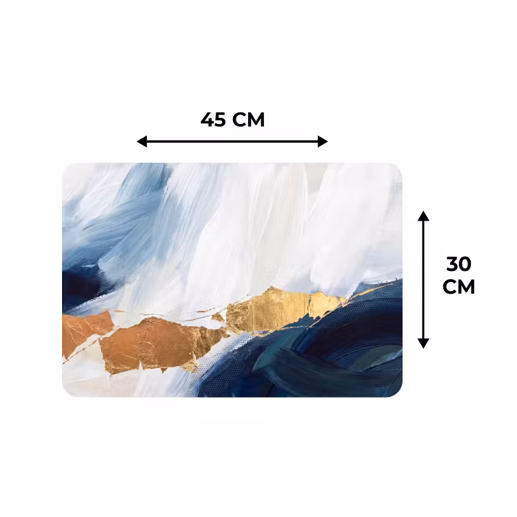 Placemat - 6 stuks - Abstract - Acryl - Blauw - Goud - Elegant — 3