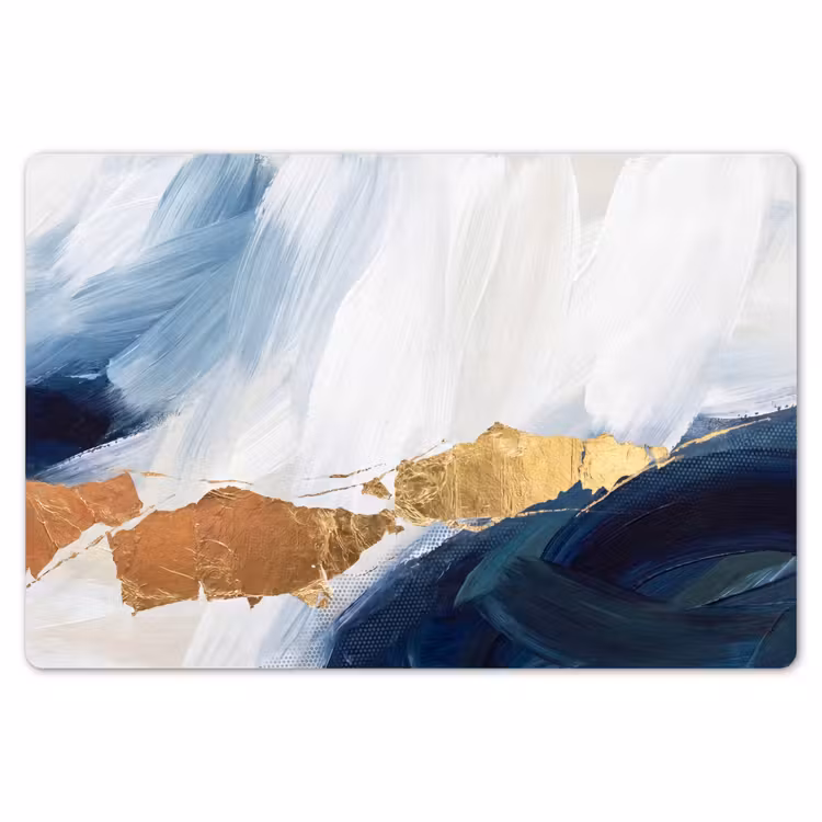 Placemat - 6 stuks - Abstract - Acryl - Blauw - Goud - Elegant — 7