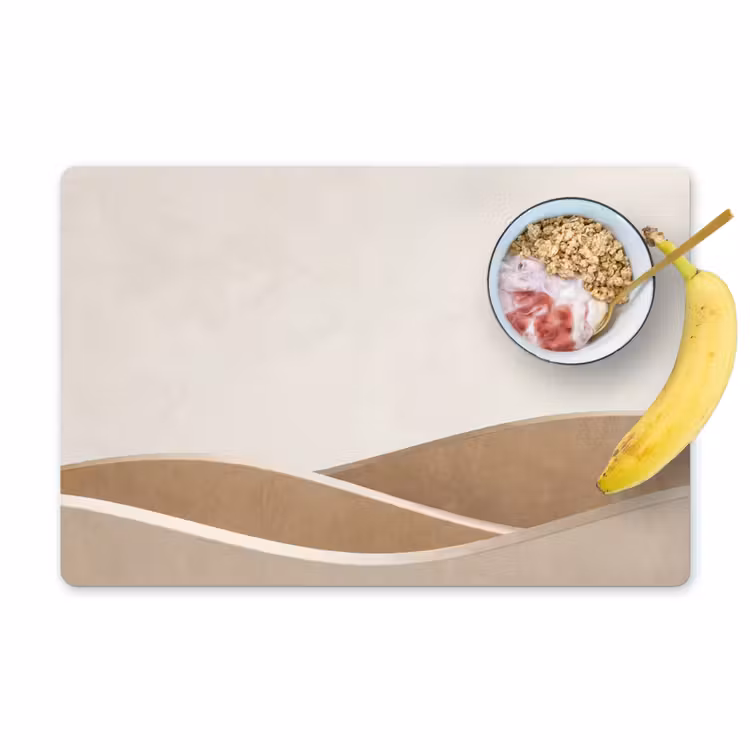 Placemat - 6 stuks - Abstract - Golven - Modern - Beige — 1