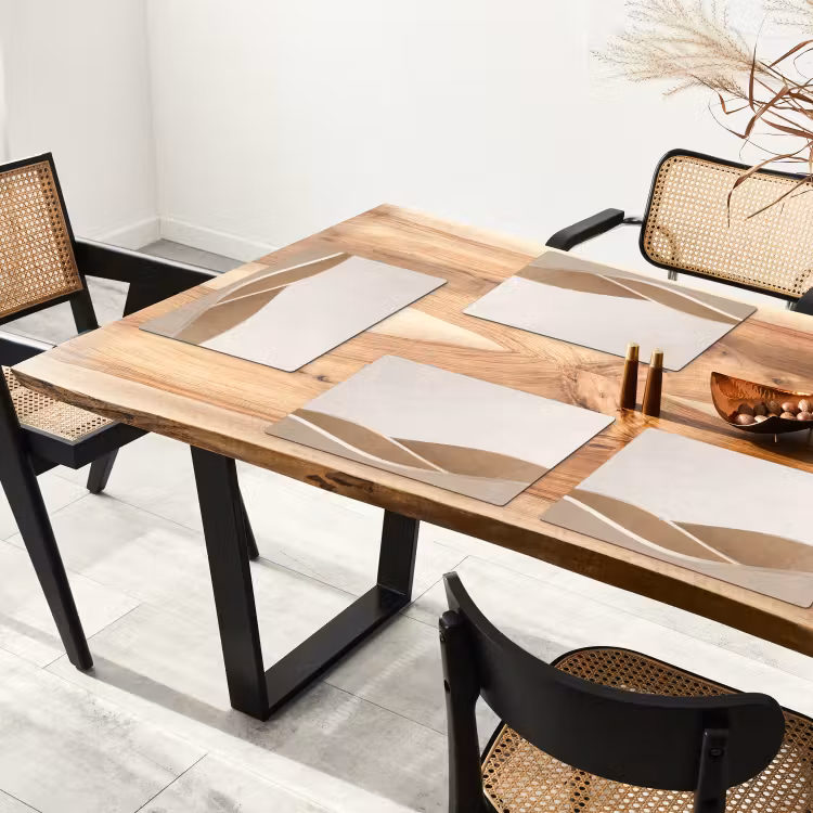 Placemat - 6 stuks - Abstract - Golven - Modern - Beige — 5