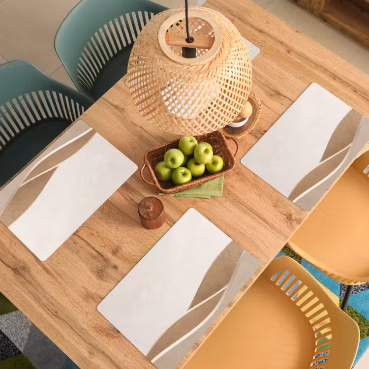 Placemat - 6 stuks - Abstract - Golven - Modern - Beige — 6
