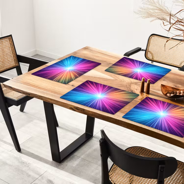 Placemat - 6 stuks - Abstract - Light - Burst - Modern - Colorful — 5