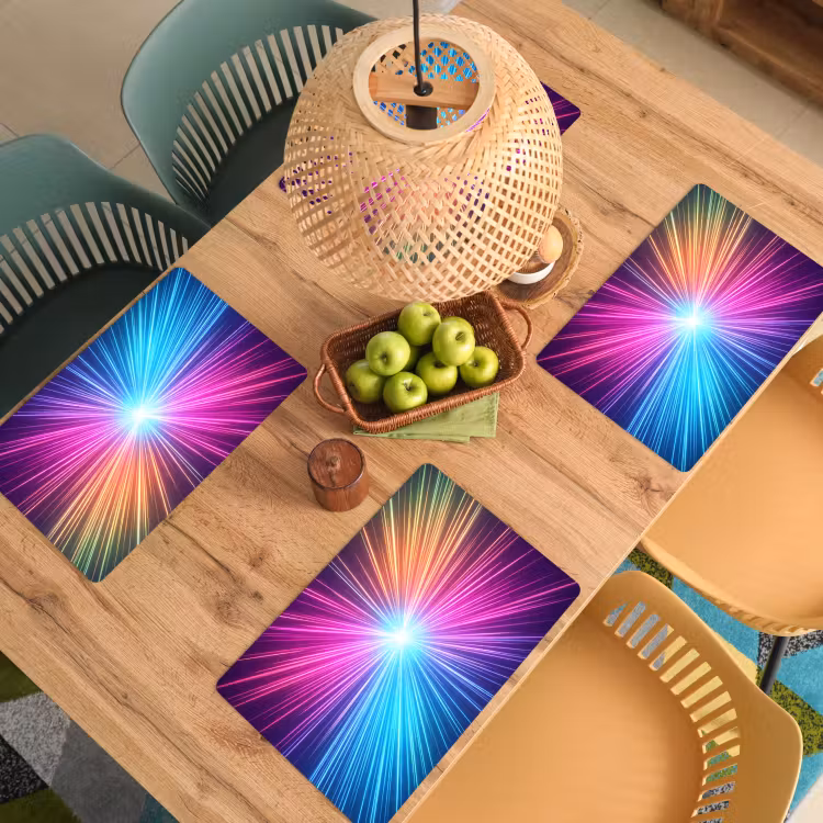 Placemat - 6 stuks - Abstract - Light - Burst - Modern - Colorful — 6