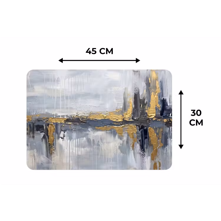 Placemat - 6 stuks - Abstract - Structuur - Goud - Grijs - Modern — 3
