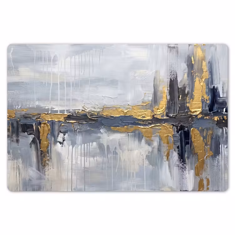 Placemat - 6 stuks - Abstract - Structuur - Goud - Grijs - Modern — 7