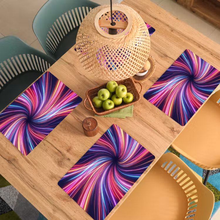 Placemat - 6 stuks - Abstract - Swirl - Futuristic - Neon — 6