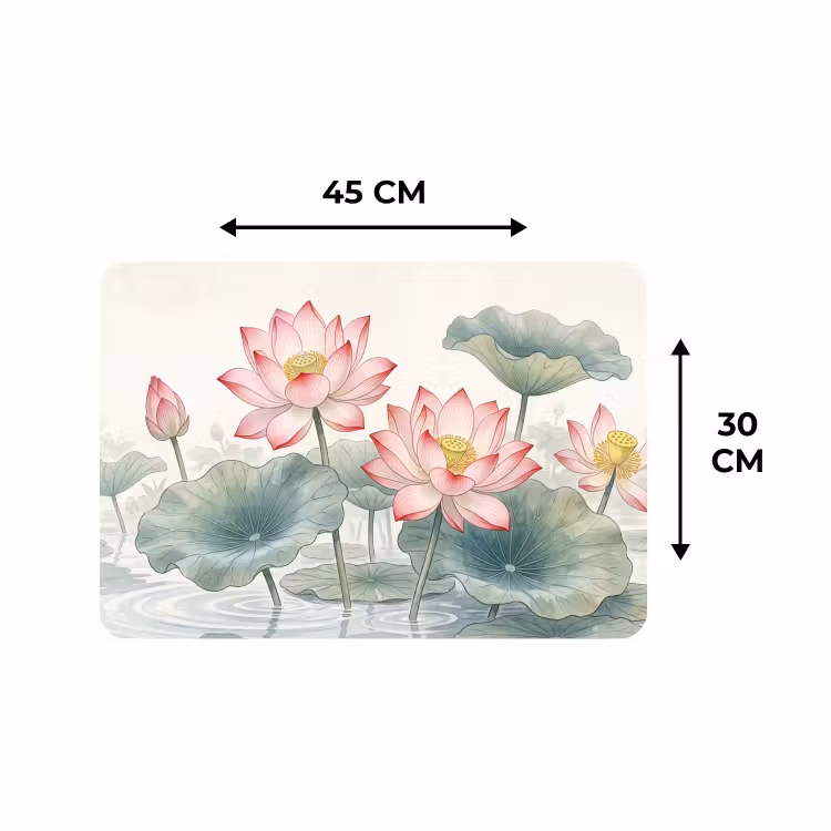 Placemat - 6 stuks - Aquarel - Lotusbloemen - Kleurrijk — 3