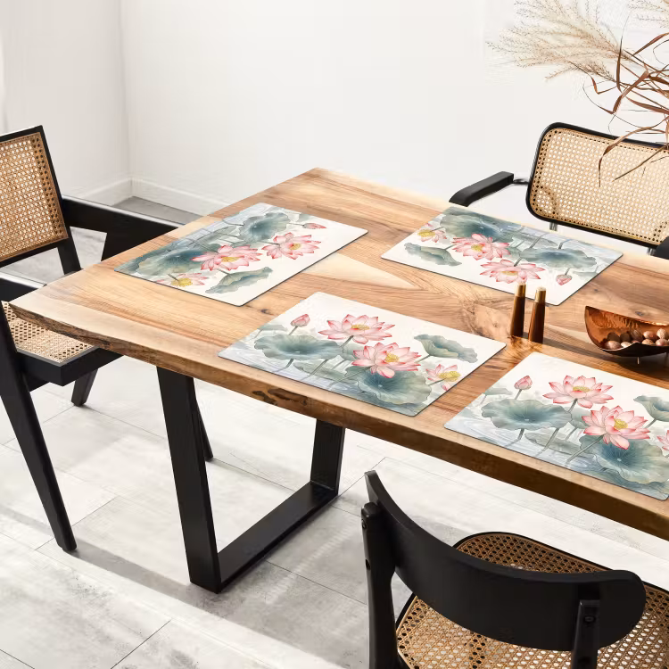 Placemat - 6 stuks - Aquarel - Lotusbloemen - Kleurrijk — 5