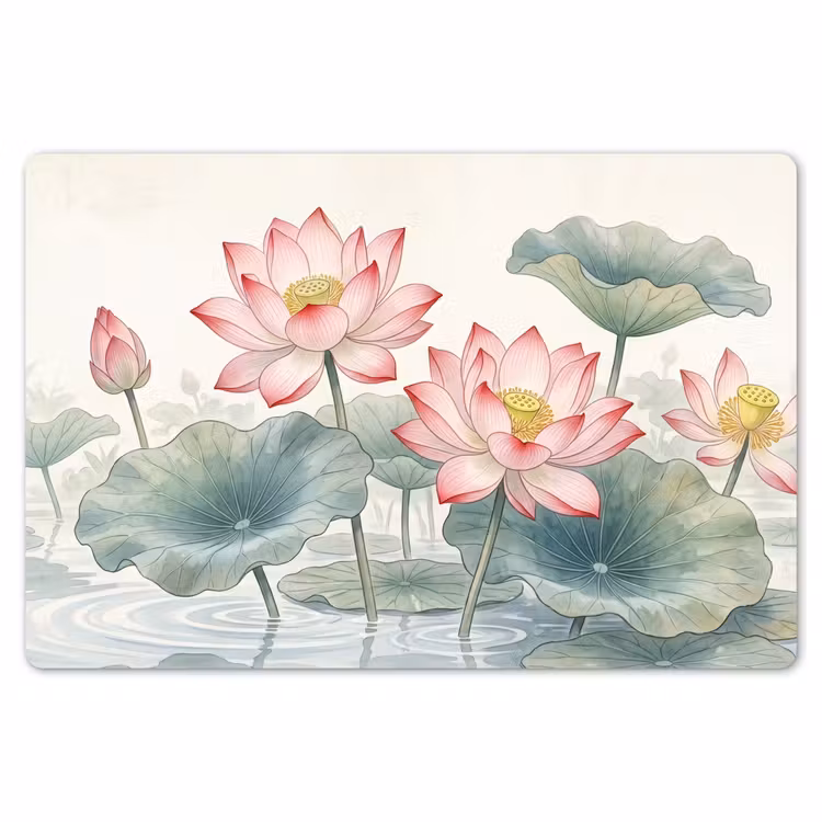 Placemat - 6 stuks - Aquarel - Lotusbloemen - Kleurrijk — 7