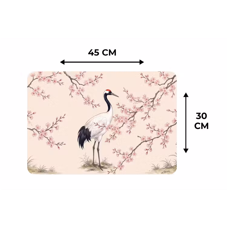 Placemat - 6 stuks - Aziatisch - Kraanvogel - Beige — 3