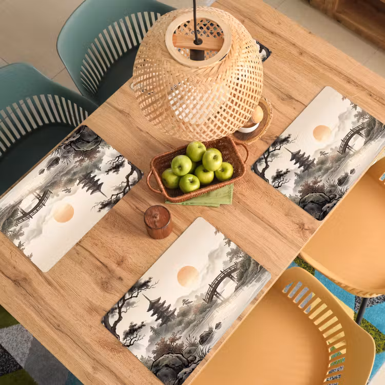 Placemat - 6 stuks - Azië - Landschap - Kleurrijk — 6