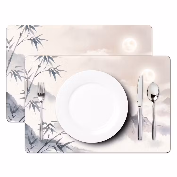 Placemat - 6 stuks - Bamboe - Azië - Grijs — 2