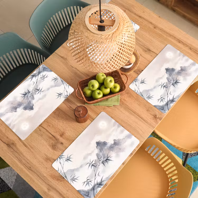 Placemat - 6 stuks - Bamboe - Azië - Grijs — 6