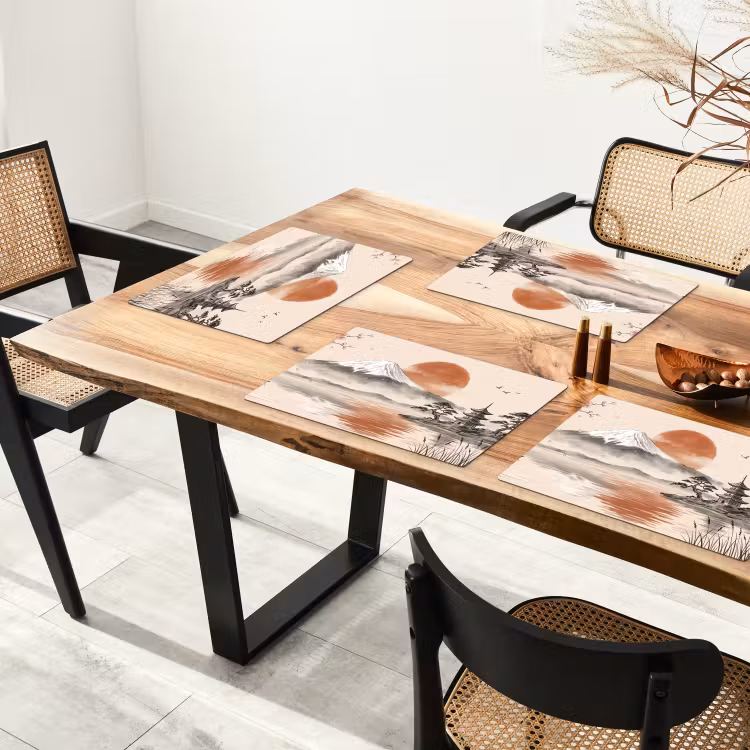 Placemat - 6 stuks - Bergtop - Meer - Bloesem — 5