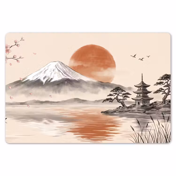 Placemat - 6 stuks - Bergtop - Meer - Bloesem — 7