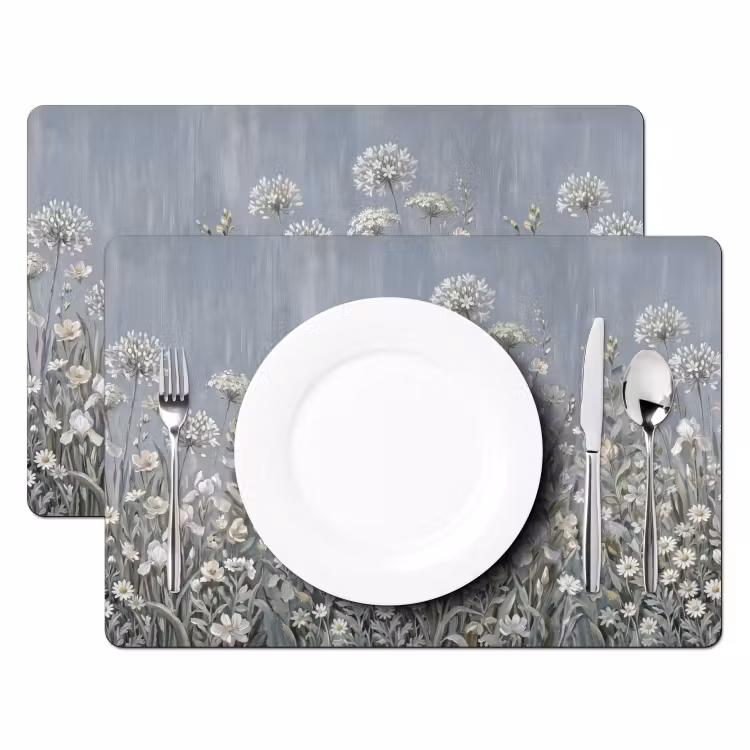 Placemat - 6 stuks - Bloemen - Botanisch - Blauw — 2