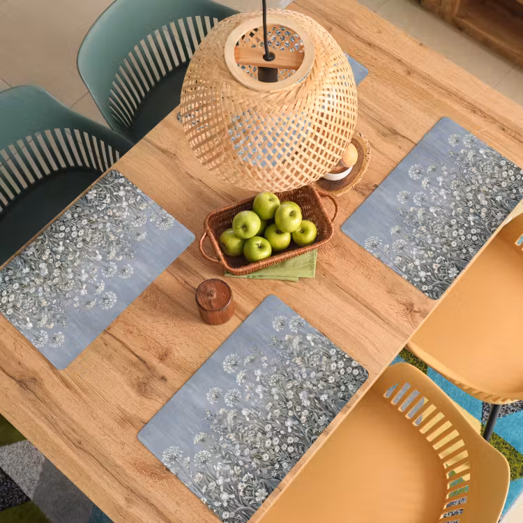 Placemat - 6 stuks - Bloemen - Botanisch - Blauw — 6