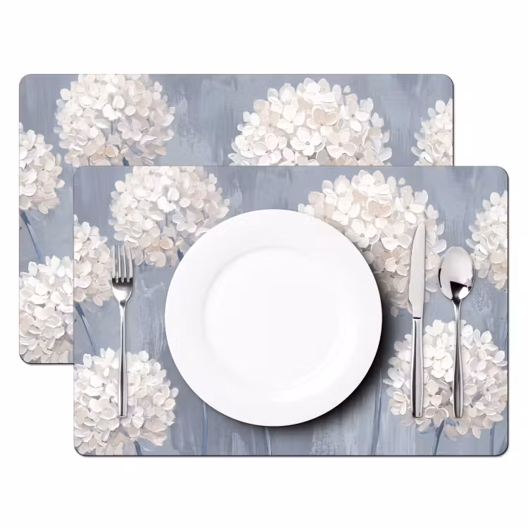 Placemat - 6 stuks - Bloemen - Illustratie - Blauw — 2