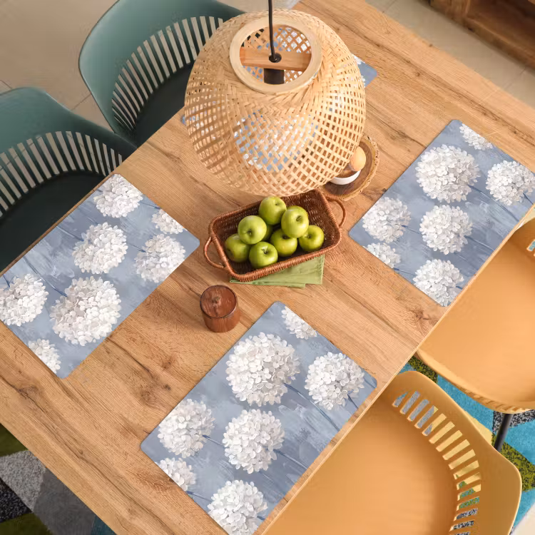 Placemat - 6 stuks - Bloemen - Illustratie - Blauw — 6