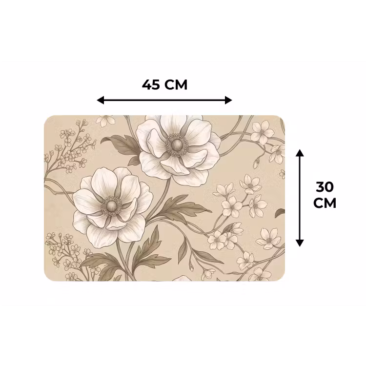 Placemat - 6 stuks - Bloemen - Patroon - Beige — 3