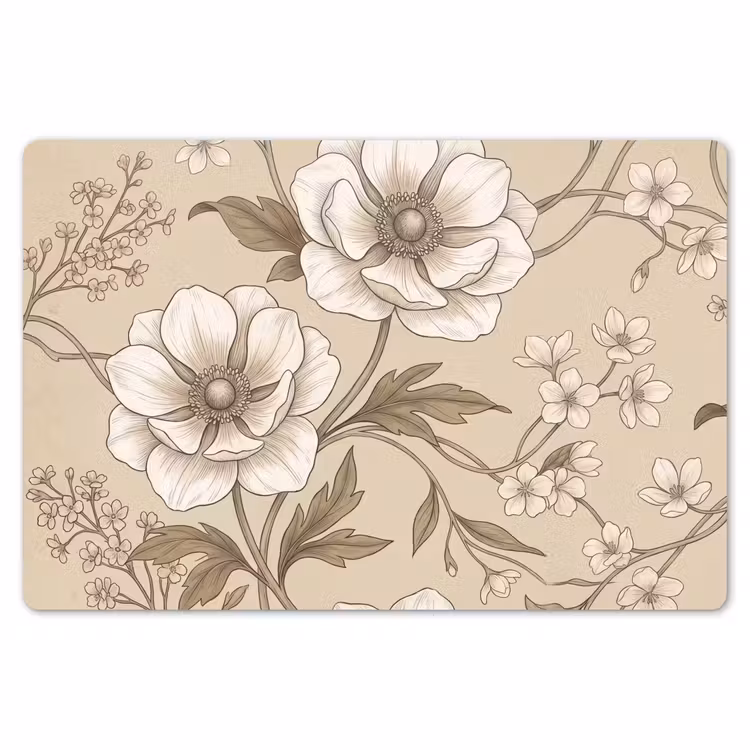 Placemat - 6 stuks - Bloemen - Patroon - Beige — 7